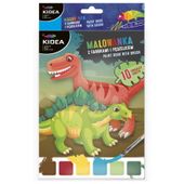 malowanka z farbkami i pędzelkiem dinozaury 1935