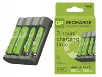 Ładowarka akumulatorów NiMH GP B441 + 2 akumulatory AA 1300 mAh AAA 650