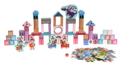 Drewniany Zestaw Klocków Zamek Z Rycerzami Dla Dzieci 3+ Drewniane Figurki na Arena.pl