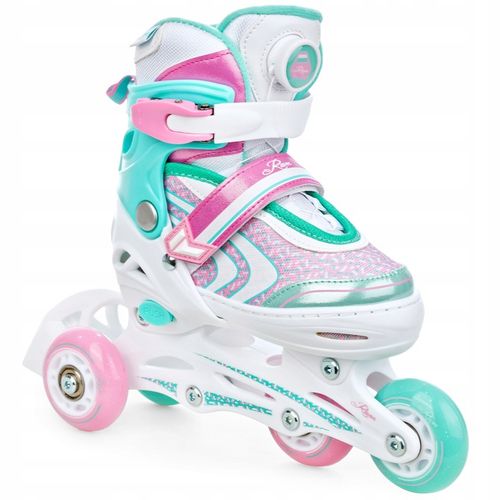 Rolki Łyżwy Wrotki Regulowane 4w1 RAVEN Lia PLUS Mint 30-33 Kółka LED na Arena.pl