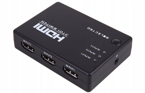 ROZDZIELACZ HDMI 3 PORTOWY + PILOT ROZGAŁĘŹNIK HQ na Arena.pl