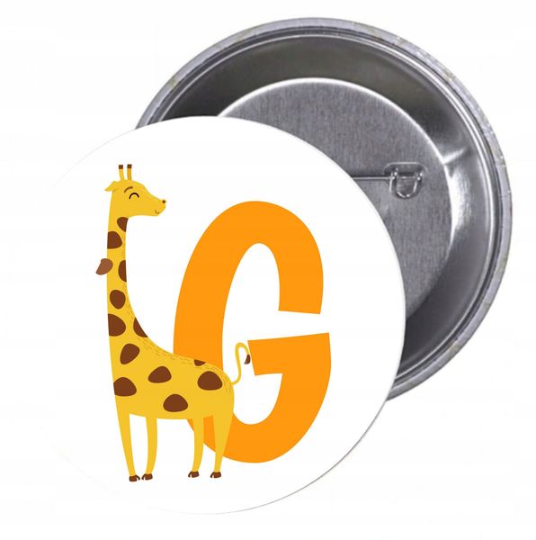 Przypinki buttony LITERKI DLA DZIECI - G zdjęcie 1