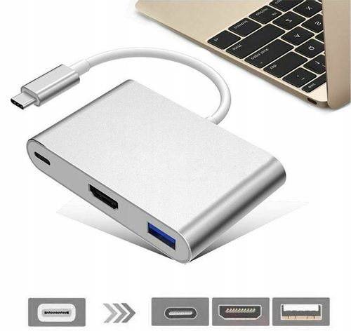 Adapter Przejściówka HUB 3w1 MHL HUB USB C HDMI 4K do MacBook Samsung na Arena.pl
