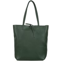 VERA PELLE torebka skórzana shopper na suwak z rzemykami V501 c.zielona