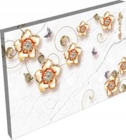 nowoczesny OBRAZ na płótnie kwiaty złote 3D 120x80