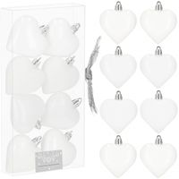 Bombki choinkowe 8 szt. ozdoby świąteczne 7 cm serca, białe