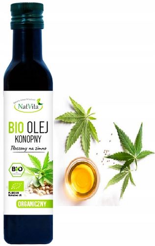 Olej Konopny BIO zimnotłoczony 250ml Natvita Ekologiczny Naturalny na Arena.pl