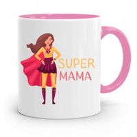 Kubek Różowy Prezent Dla Mamy Super Mama Prezent Z Nadrukiem Ze Zdjęciem