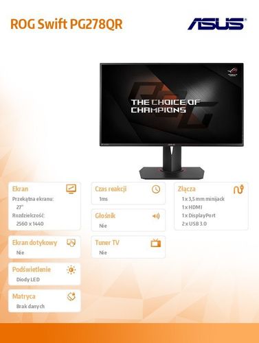 Asus 27' LED PG278QR BK/1MS na Arena.pl