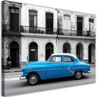 Obraz do salonu biura, Niebieski vintage samochód 100x70