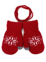 Rękawiczki dziewczęce jeden palec ze sznurkiem wzór czerwone 10 cm YOCLUB