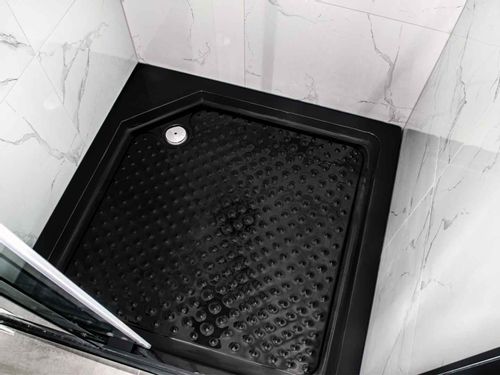 Szklane dzwi prysznicowe do wnęki LOFT 90cm czarne prawe z brodzikiem na Arena.pl