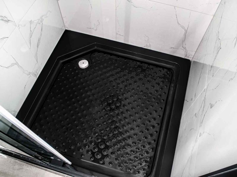 Szklane dzwi prysznicowe do wnęki LOFT 90cm czarne prawe z brodzikiem zdjęcie 8