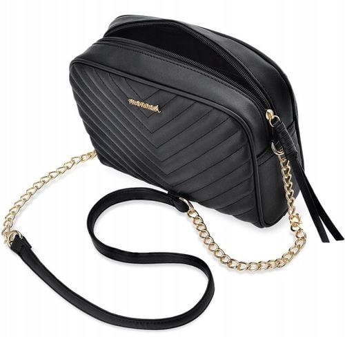 MONNARI Czarna PIKOWANA TOREBKA Listonoszka DAMSKA NA ŁAŃCUSZKU Pojemna na Arena.pl