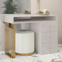 BIURKO KLARA 100 CM KASZMIR BEŻ NOGI METAL ZŁOTY MAT