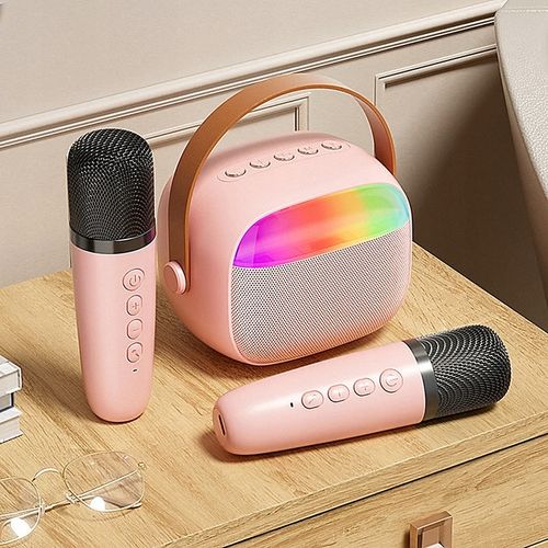 PRZENOŚNY GŁOŚNIK KARAOKE RGB 2 MIKROFONY USB SD MINI JACK BLUETOOTH na Arena.pl