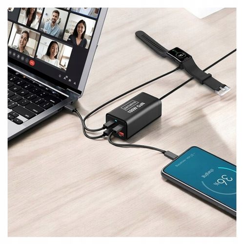 Ładowarka Sieciowa Zasilacz 100W Kostka GaN 3 Kabel AC 2x USB-C 65W 2x USB na Arena.pl