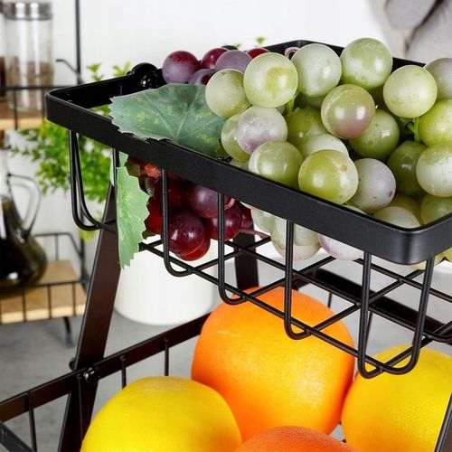 Koszyk DWUPOZIOMOWY 2 piętrowy na owoce warzywa metalowy czarny patera na Arena.pl