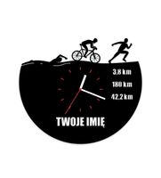 Zegar ścienny z płyty winylowej Triathlon IM z imieniem 74.8
