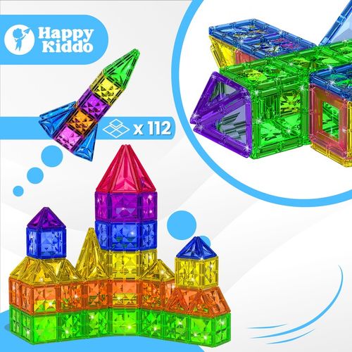 Klocki magnetyczne konstrukcyjne budowlane edukacyjne duży zamek 112 elemen na Arena.pl