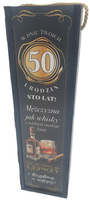 skrzynka pudełko 33,5 x 9,5cm na butelkę alkoholu 50 urodziny whisky