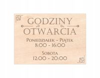 Grawerowana TABLICZKA tablica DREWNIANA godziny otwarcia A5 twój napis