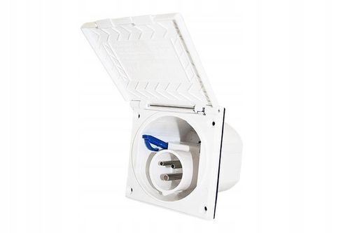 Przyłącze prądowe 230V gniazdo do kampera kempingu BIAŁE na Arena.pl