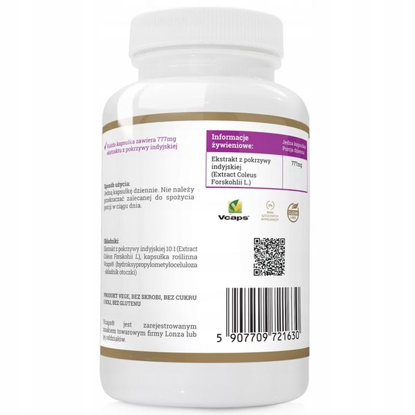 Forskolin 777mg SPALACZ TŁUSZCZU WAGA POKRZYWA INDYJSKA FORKOLINA 270 kap zdjęcie 3