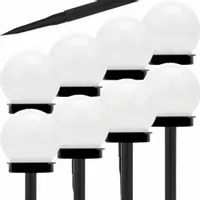 8x LAMPA SOLARNA OGRODOWA LED MOCNA BIAŁA KULA WBIJANA LAMPKI SOLARNE LAMPY
