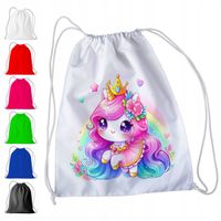 BIAŁY WOREK DO PRZEDSZKOLA SZKOŁY, NA WF - JEDNOROŻCE UNICORN