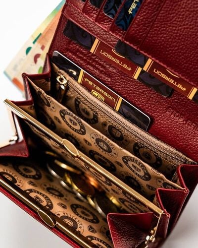 efektowny portfel damski z lakierowanej skóry naturalnej - peterson na Arena.pl