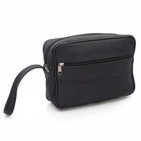 SASZETKA męska skórzana do ręki na dokumenty pieniądze E010 czarna