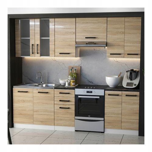 MEBLE KUCHENNE KUCHNIA ZESTAW SZAFKI MODUŁOWE BLAT JOLA 2,4M DĄB na Arena.pl