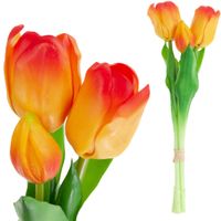 cv17690-4 bukiet tulipanów gumowanych silikonowych 3szt lux pomarańcz