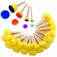 PĘDZLE GĄBKOWE Zestaw Pędzli 30szt Do Szablonów OKRĄGŁE Tapowanie DECOUPAGE