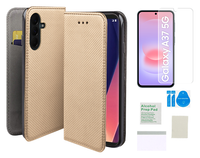 Etui z klapką do SAMSUNG GALAXY A37 5G obudowa złoty + folia ochronna TPU