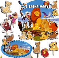 ZESTAW OPŁATEK NA TORT 20CM + TOPPERY PAPIEROWE - KRÓL LEW 15CM 18CM