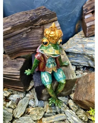 FIGURKA FIGURA ŻABA ŻABKA SIEDZĄCA W KORONIE zdjęcie 8
