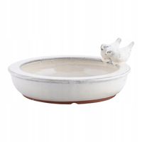 Ceramiczne poidełko dla ptaków okrągłe, białe