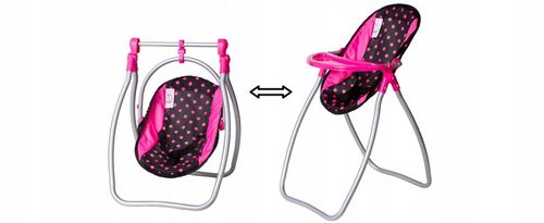 ŁÓŻECZKO dla lalek KRZESEŁKO DO KARMIENIA HUŚTAWKA 2w1 Zestaw dla lalki na Arena.pl