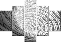 70 100CM OBRAZ 5 ELEM SZARY WIR DRUK PŁÓTNO