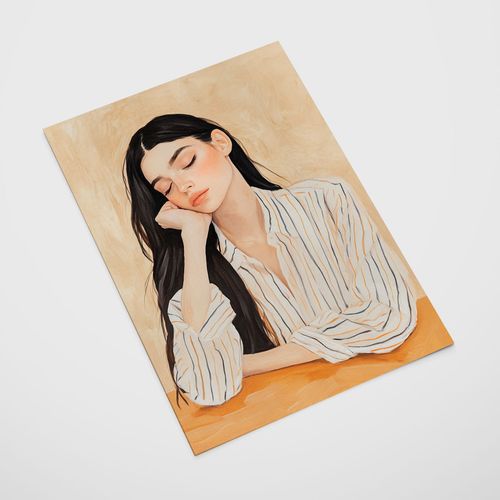 Plakat ilustracja dziewczyna w koszuli 21x29,7 cm A4 na Arena.pl