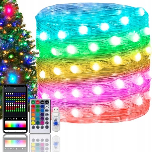 LAMPKI CHOINKOWE INTELIGENTNE 200 LED USB APP BLUETOOTH SMART PILOT zdjęcie 1