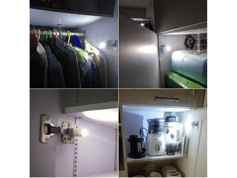10x lampka do szafki zawias drzwi 3led + bateria zdjęcie 3