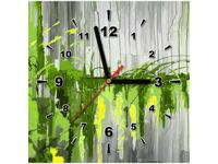 30X30CM ZEGAR ZIELONY WODOSPAD OBRAZ DREWNO