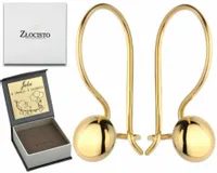 ZŁOTE KOLCZYKI GŁADKIE KULKI NA BIGLU 585 GRAWER