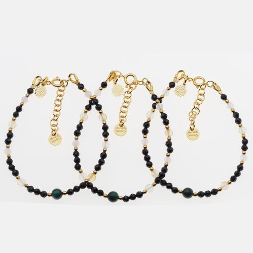 Bransoletka mix - Turmalin, cytryn, kwarc różowy i srebro złocone na Arena.pl