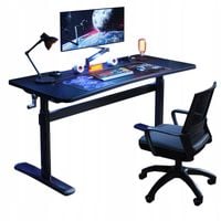 BIURKO GAMINGOWE STÓŁ DLA GRACZA Z REGULOWANĄ WYSOKOŚCIĄ KOMPUTEROWE CZARNE