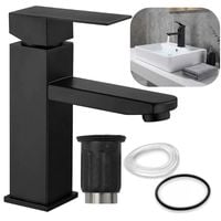 Bateria Stojąca Umywalkowa Nablatowa Niska Kran do Łazienki Czarny 17 cm