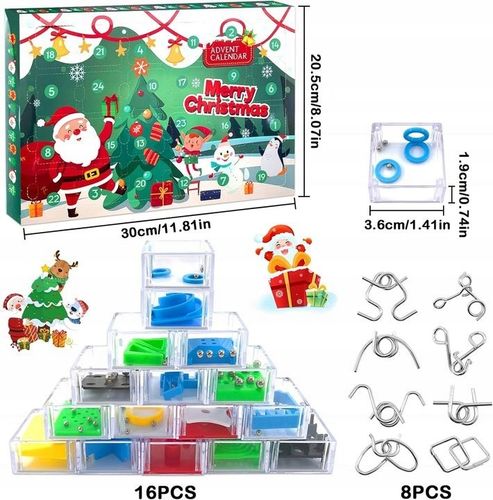 KALENDARZ ADWENTOWY 24 GRY LOGICZNE 3D ŁAMIGŁÓWKI MINI GRY ZABAKI KRATYWNE na Arena.pl